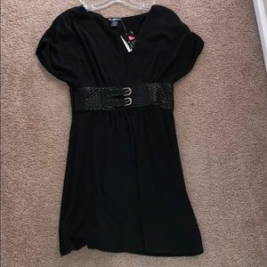 Dress with attached belt